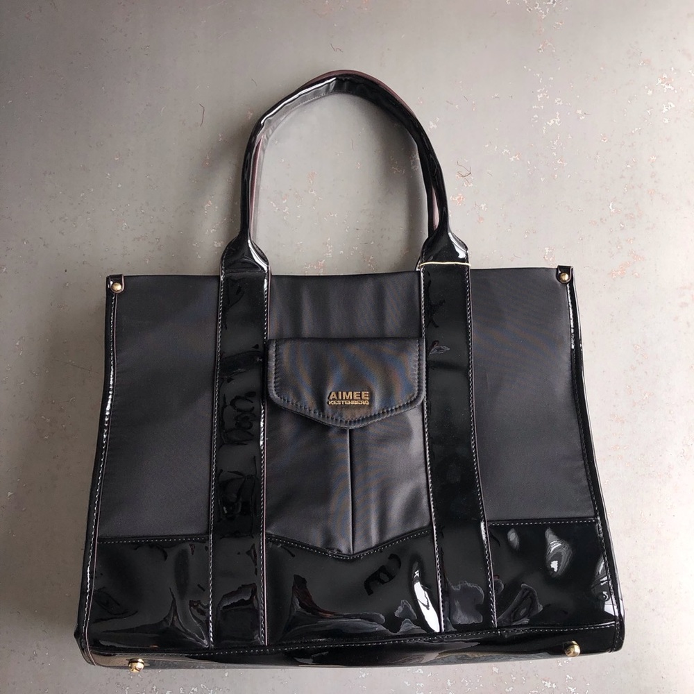 Black nylon patten tote Handbag NWT cute